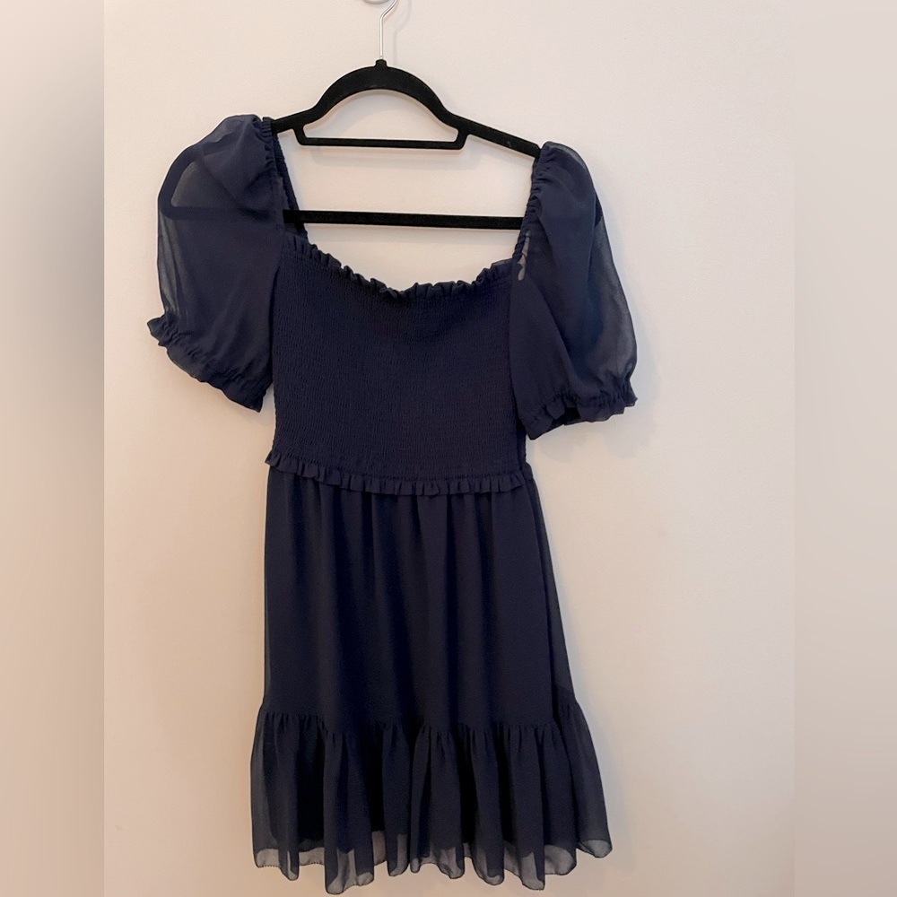 Aritzia Navy Blue Laken Shortsleeve Mini Dress